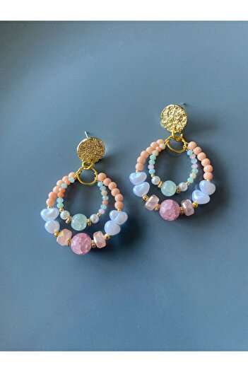 dela otantik Handmade Double Ring Beaded Women's Earrings – Authentic Ethnic Bohemian Big Bijoux Jewelry - 2 Color Options