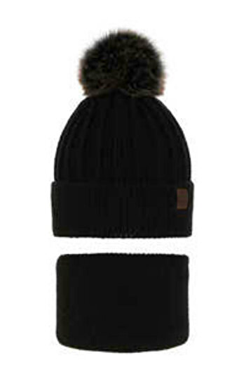 fantasialand Winter set for boys, black hat and scarf Havier