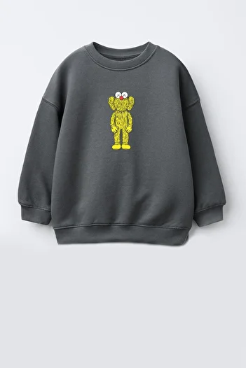 Monila Unisex Kids Kaws Printed 3 Thread Fabric Cotton Sweatshirt