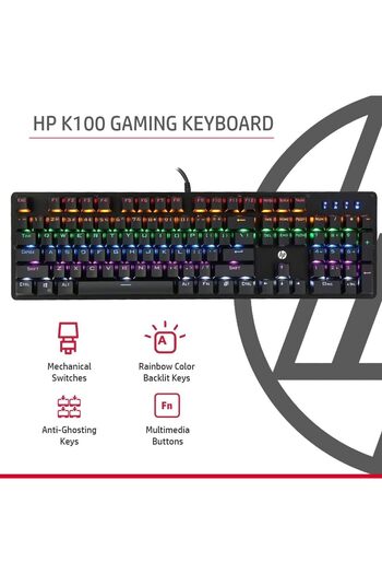 HP GK100 Wired Mechanical Gaming Keyboard – Backlit, Full Size