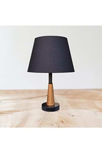 DEDE Legna Lamp Shade with Black Hat and Natural Wood Body