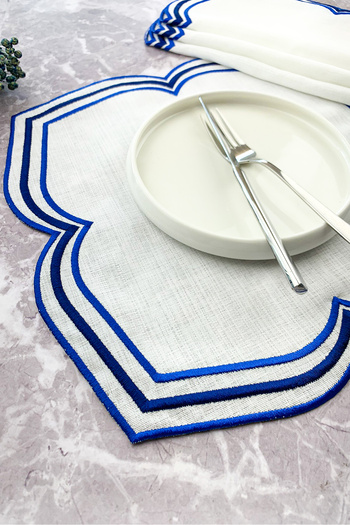 WEARE2 Blue Navy Blue Colored Moonrise Embroidered 4 Pieces American Service