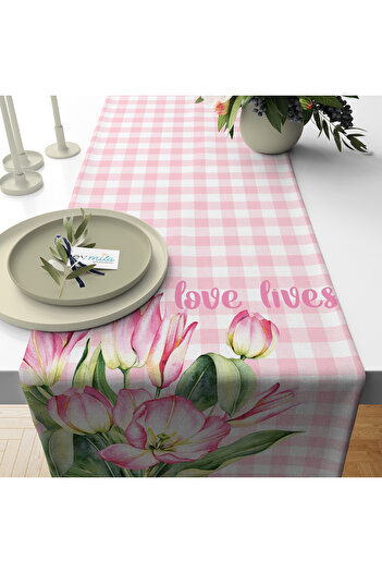 Evmila Summer and Spring Themed Floral Patterned Velvet Runner