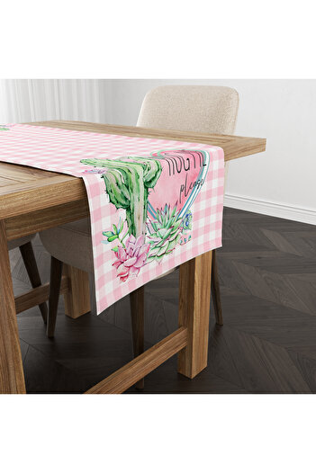 Evmila Summer and Spring Themed Cactus Patterned Velvet Runner