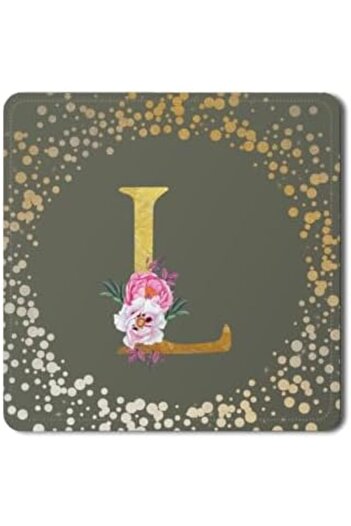 Stylizedd 2 Pack Designer Leather Coasters Mat for Beverage Drinks- Custom Monogram Initial Letter F