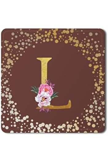 Stylizedd Stylizeed 2 Pack Designer Leather Coasters Mat for Beverage Drinks- Custom Monogram Initial Letter F