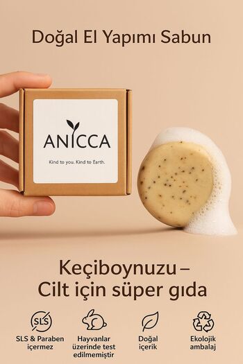 Anicca Natural Handmade Carob Soap – Super Food for Skin, Moisturizing & Nourishing Care, 60 Gr