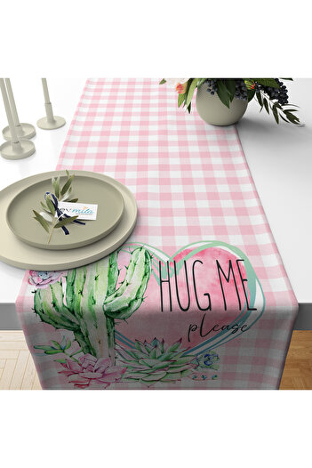 Evmila Summer and Spring Themed Cactus Patterned Velvet Runner