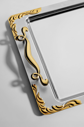 Nehir Lalezar Gold Satin Steel Coffee Tray