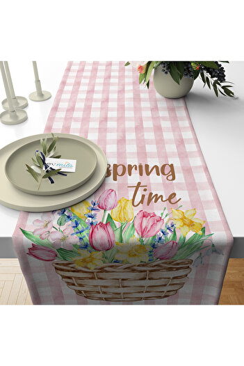 Evmila Summer and Spring Themed Floral Patterned Velvet Runner