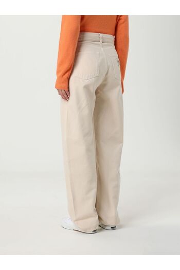 Liu Jo Women's Comfortable Fit High Waist Wide Leg Ecru Trousers with Belt Detail on the Waist Mf5298T115A-20304