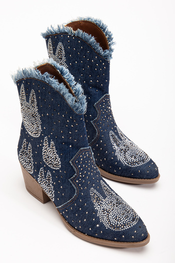 MS SUGAR SHOES Γυναικείες μπότες Labubu Stone Cowboy Κομψό δυτικό στυλ