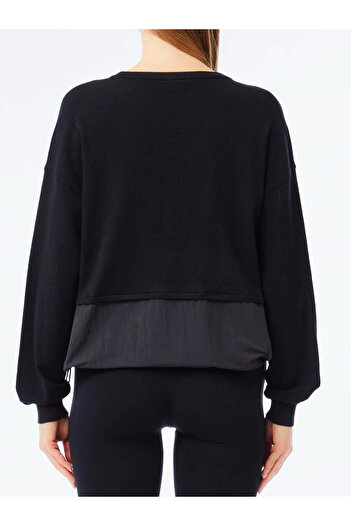 Liu Jo Women's Regular Fit Round Neck Wool Detail Long Sleeve Black Sweater Tf5038Ms75L-22222