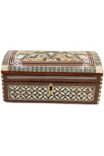 ARABESQUE TRADING LLC Decorative Wooden Jewellery Box, Damascus Mosaic Design, Mother of Pearl Inlay, 20x12.5x10 cm