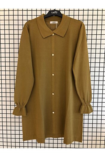 Armine TREND New Season Knitwear Shirt Collar Gathered Sleeve Buttoned Tunic