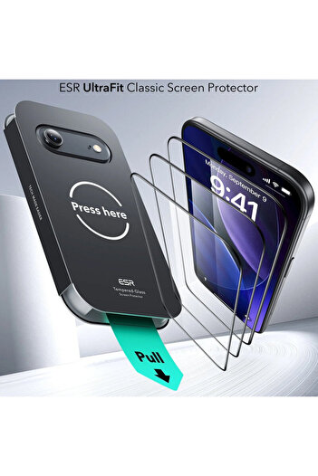 ESR [Pachet 3x] Folie sticla iPhone 17 Air Tempered Glass UltraFit, transparenta