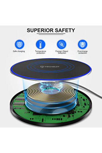 Techsuit Wireless Charger Fast Charge 15W, 3A, RGB
