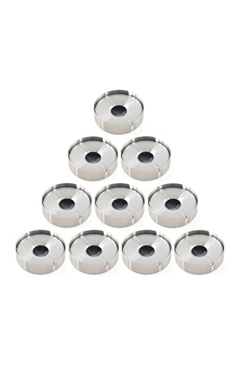 Omnisoft Scottish Large Size Ashtray Ash Tray with Lid Round Stainless 10 Pieces
