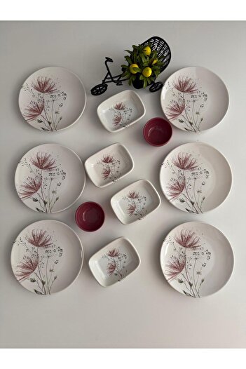 Keramika Set Breakfast Raspberry Chicory 12 Pieces for 6 People