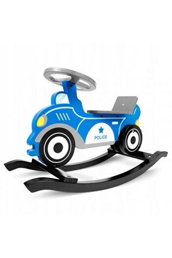 Ricokids Wooden Police Car Rocking Toy, Ricokids, 72 x 28 x 43.5 cm, Blue