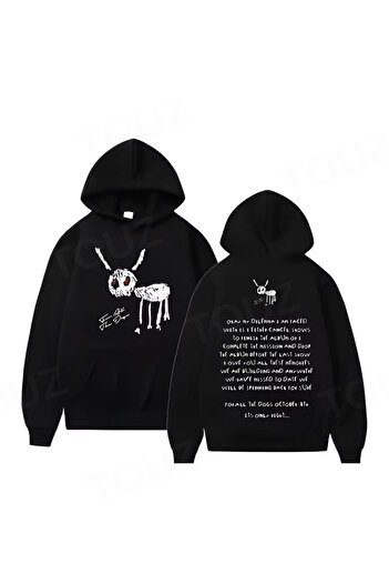 Touz Moda Streetwear Design Back Printed Oversize Unisex Black Hooded Hoodie Sweatshirt