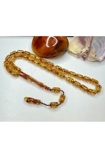İskenderun Tesbihcilik Egyptian Craftsmanship Gold Leafed Airplane Glass Rosary