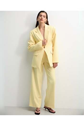 RAVİ Blazer Jacket Palazzo Trousers Suit Yellow