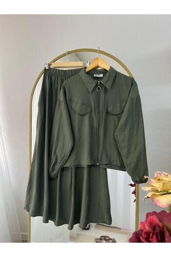 PALME D'OR Women's Zippered Jacket Skirt Suit