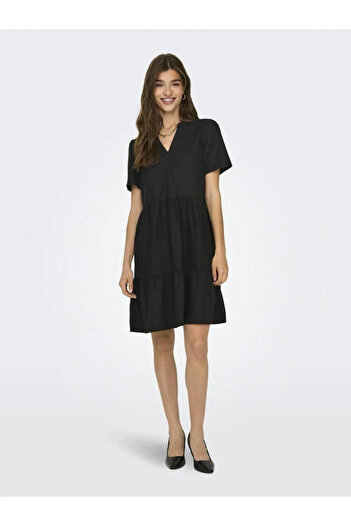 ONLY Onltırı-Caro S/S V-Neck Lin Dress Cc Pnt Women's Dress 15310970