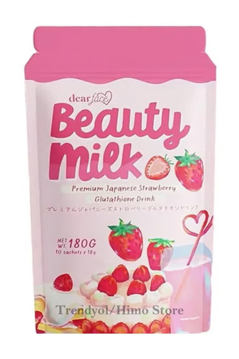Face dear Beauty Milk Premium Japanese Strawberry Glutathione Drink - 180g (10 Sachets)