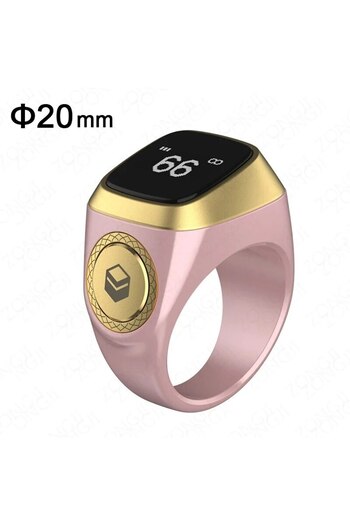 Choice1 Pink 20mm Smart Tasbih Tally Digital Counter for Muslims Tasbeeh Zikr Ring 5 Prayer Time Vibration R