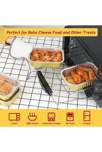 erorex 1Lb Small Aluminum Pans Lids, 16Oz Foil Baking Tins Leftover Containers Takeout Food Containers Pp