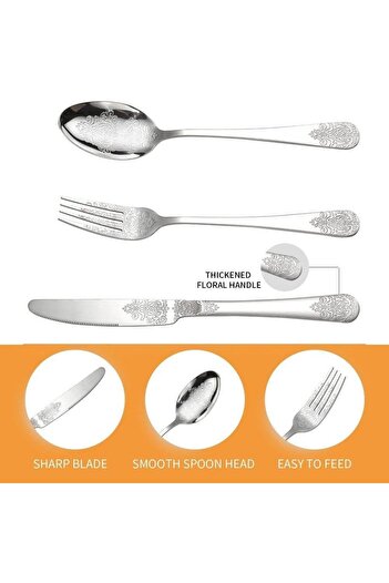 erorex Cutlery Set, Stainless Steel 4 Piece Cutlery Set 1 People, Flatware Silverware Set Knife Fork
