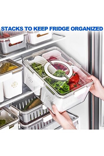 erorex Fruit Storage Containers Fridge Lids, Handle Removable Colanders, Portable Refrigerator Fruit