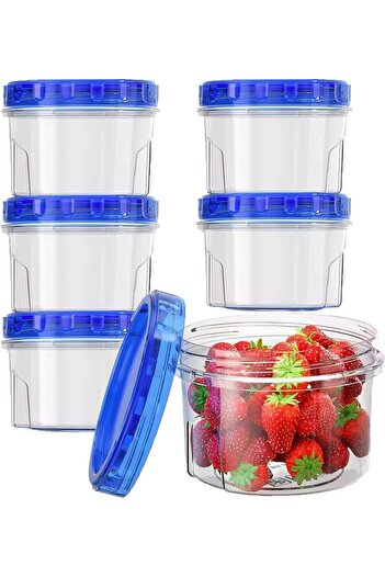 erorex Plastic Food Storage Containers Twist Top Lids, 6 Pack 16 Oz Freezer Storage Containers, Bpa Free,