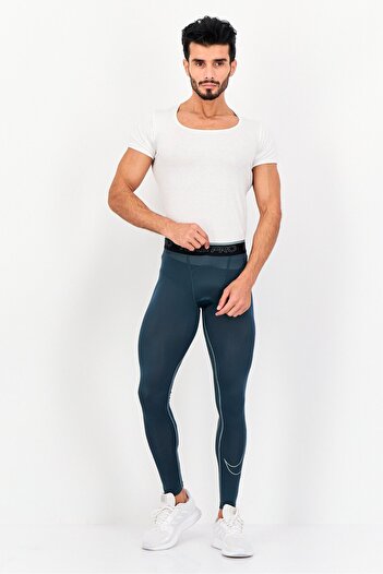 Nike Men Tight Fit Brand Logo Training Tight Pants, Dark Green