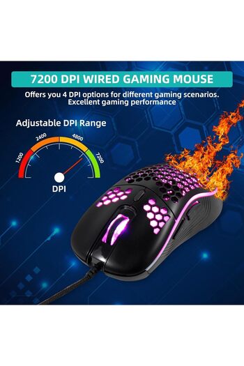erorex Wired Gaming Mouse Lightweight Rgb Usb Computer Mouse Mice Gaming Mice Ergonomic Computer Mouse
