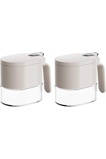 erorex Sugar Salt Container Set, 2Pcs Spice Container Lid Spoon Kitchen Counter, Keeping Sugar, Salts,