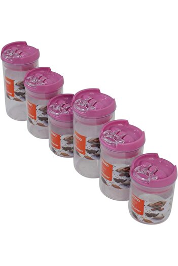 erorex Food Container Set 6 Piece 2Xsmall 2Xmedium 2Xlarge Clear/Pink Transparent Bpa Free Plastic Jars