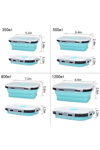 erorex Collapsible Silicone Food Storage Containers Airtight Lids, Set 4 Stacking Container, Microwave