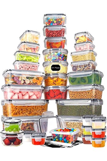 erorex 68 Pcs Food Storage Containers Set Lids, 34 Clear Plastic Kitchen Containers Storage, Bpa Free