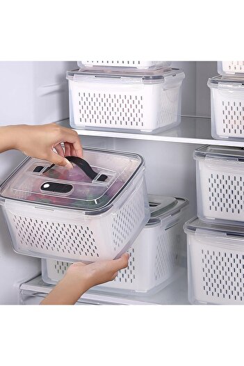 erorex Leakproof Storage Organizer, Fruit Vegetable Food Storage Container Removable Colanders, Bpa Free