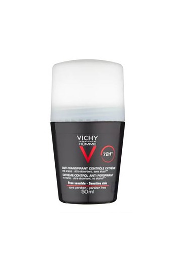 Vichy 72 Hrs Homme Men's Deodorant Extreme-Control Anti-Perspirant Roll-On Sensitive Skin (2 X 50ml)