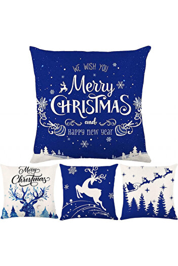 WHTY Set of 4 Christmas pillowcases WHTY, cotton, white/blue, 45 x 45 cm