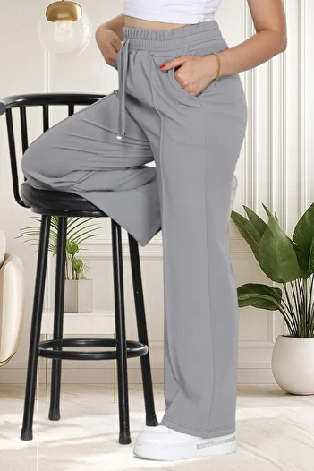Serra Women's High Waist Front Grassed Double Pocket Crepe Palazzo Trousers