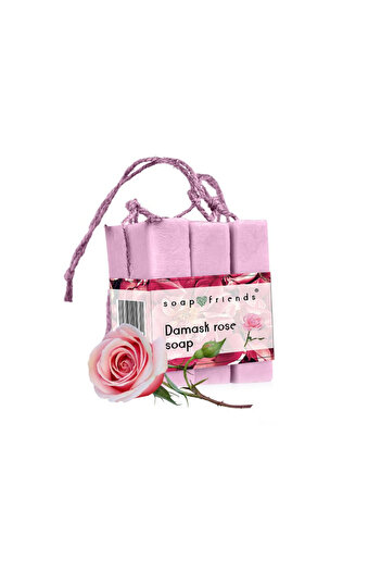 Soap&Friends Traveler's Damask Rose Soap Set – 3 x 60g | Compact, Moisturizing & Perfect for Travel