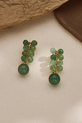 New Obsessions Green Natural Stone Dangle Women's Earrings