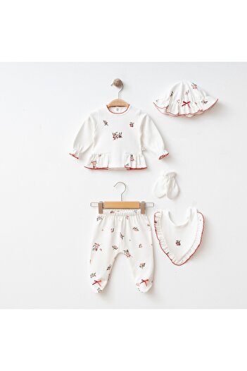 limebabies Newborn Baby Cotton Fabric Kokina Embroidered 5 Piece Hospital Output Zıbın Set