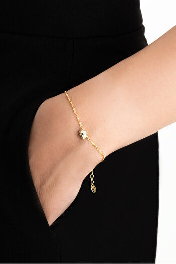 So CHIC... Little Love 18 Ayar Sarı Altın Kaplama 19 Cm Gümüş Bileklik