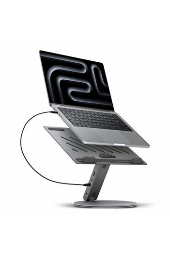 Spigen Laptop stand, tablet + hub USB 6 in 1 Spigen, silver, LD 204 H